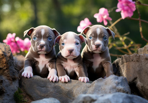 Pitbull and chihuahua puppies, pseudo-realistic style