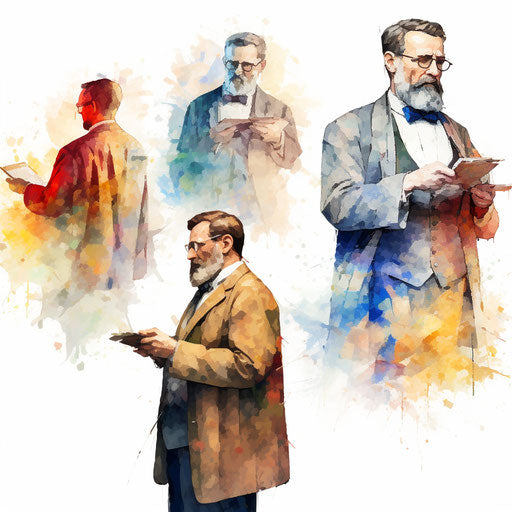 Teacher clipart images in the style of Impressionistic Art, on a white background
