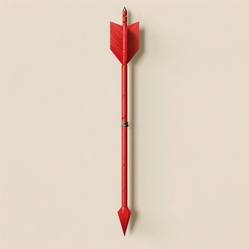 Red arrow on cream background, photo realistic style