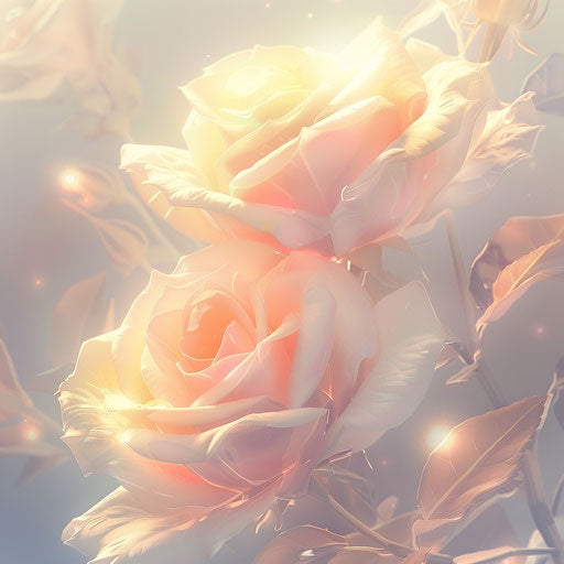 Aesthetic clipart with flat random background and ethereal glow