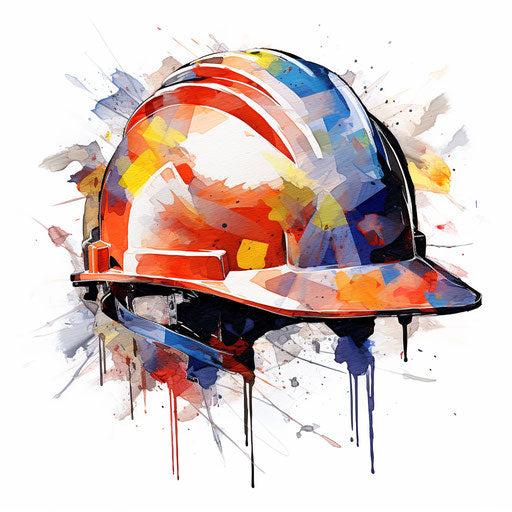 Hard hat clipart in the style of Impressionistic Art