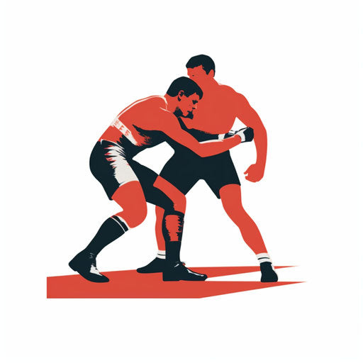 Wrestling clipart in Minimalist style, on white background