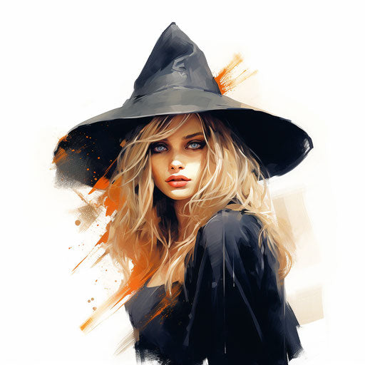 Witch hat in the style of Oil painting, on white background