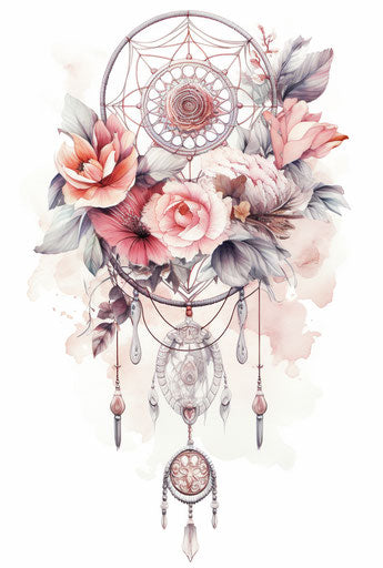 Dream catcher with flowers and arrows, unexpected fabrics