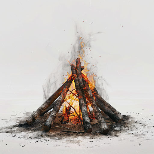 Photo realistic bonfire clipart with flat white background