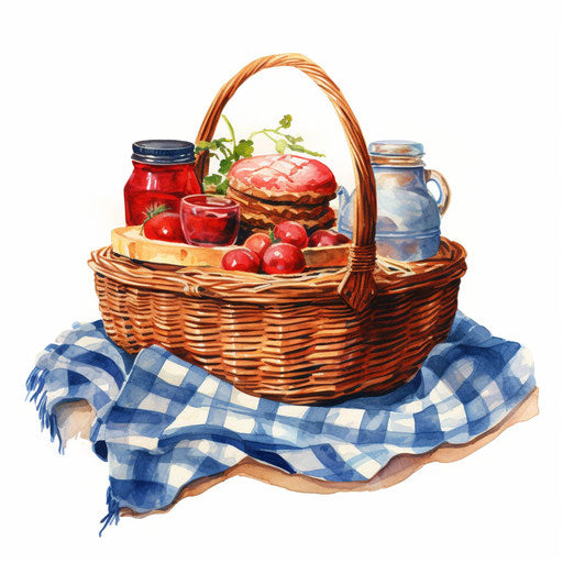 Picnic basket in Oil painting style