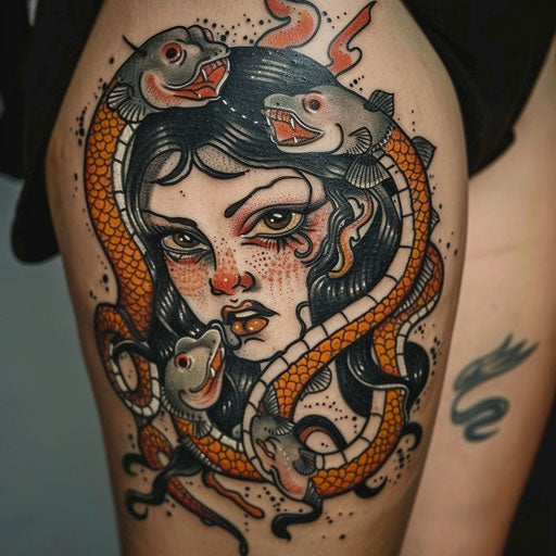 Depression tattoo with nautical themes, Sailor Jerry style