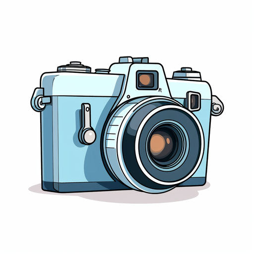 Minimalist camera illustration on white background