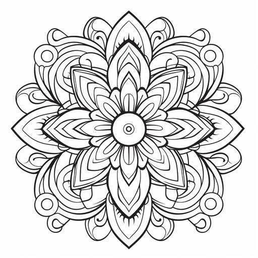 Intricate mandala coloring page with realistic style
