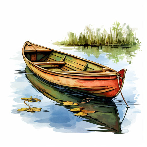 Boat in the style of oil painting on white background