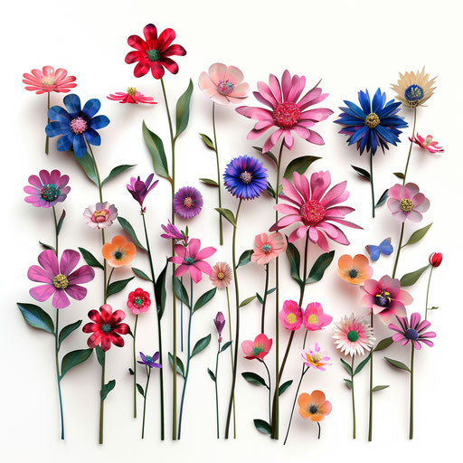 Realistic flower garden clipart on flat white background