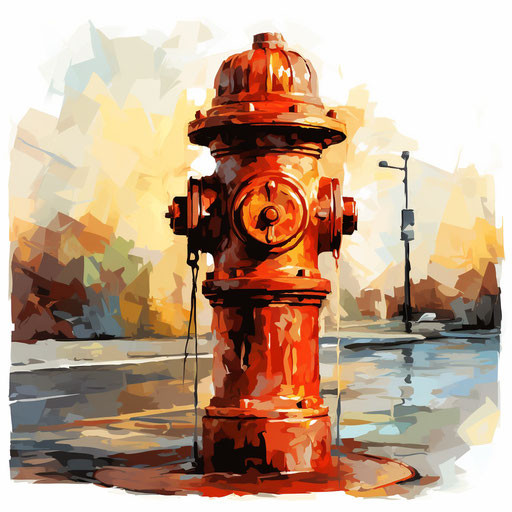 Fire hydrant oil painting clipart on white background