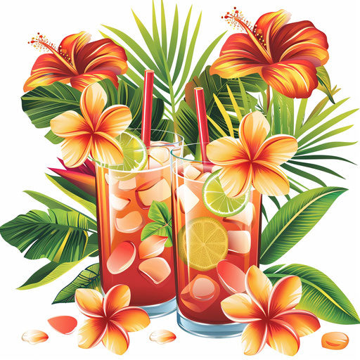 Luau clipart with photo realistic style, glossy finish and sharp lines