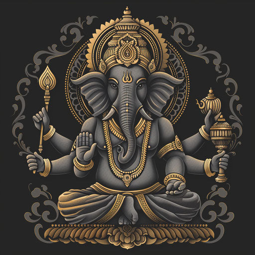 Realistic vinayagar clipart on flat dark charcoal background