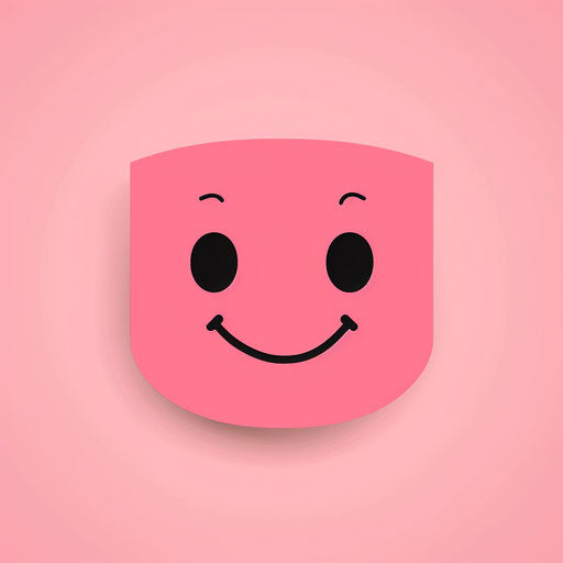 Black smiling face on pink background for profile picture