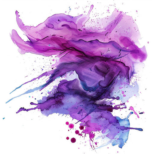 Abstract and flowing violet watercolor splash tattoo