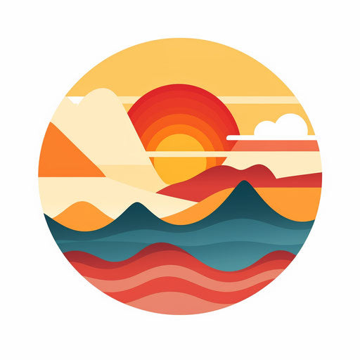 Minimalist style sunrise clipart on white background