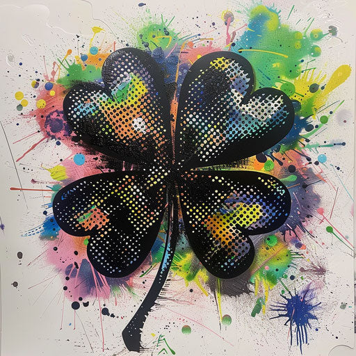 Black clover with dotted texture and bright pop colors