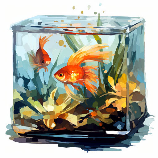 Aquarium illustration in the style of Impressionistic Art