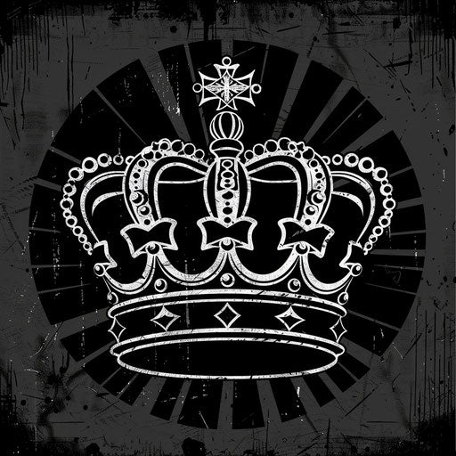 Crown logo in black and white on vintage background