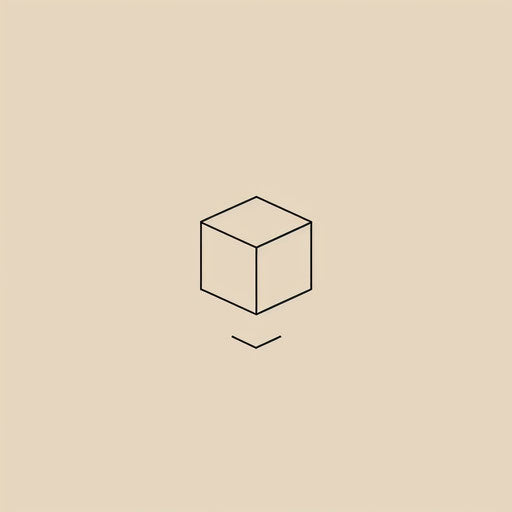 Minimalist logo with simple box design and beige background