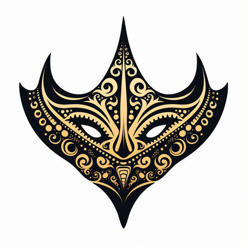 Tribal stingray tattoo in mask and totem style