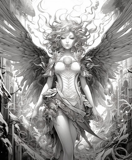 Drawing with paper angel coloring pages for kids