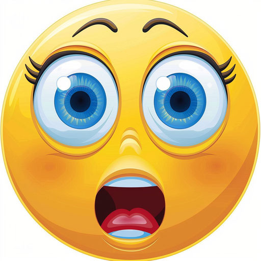 Yellow circle with blue eyes and open mouth