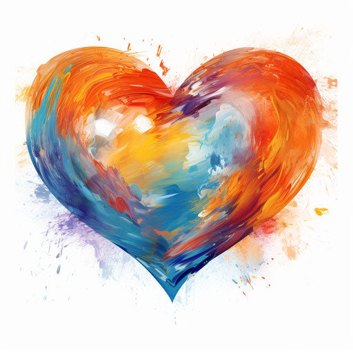 Heart clipart in png in the style of Impressionistic Art, on white background