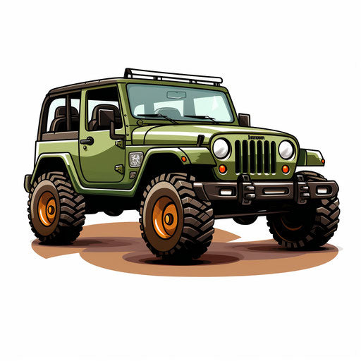 Minimalist style clipart of a jeep, on white background
