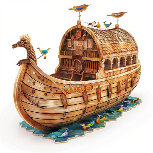 Realistic Noah's ark clipart on flat white background