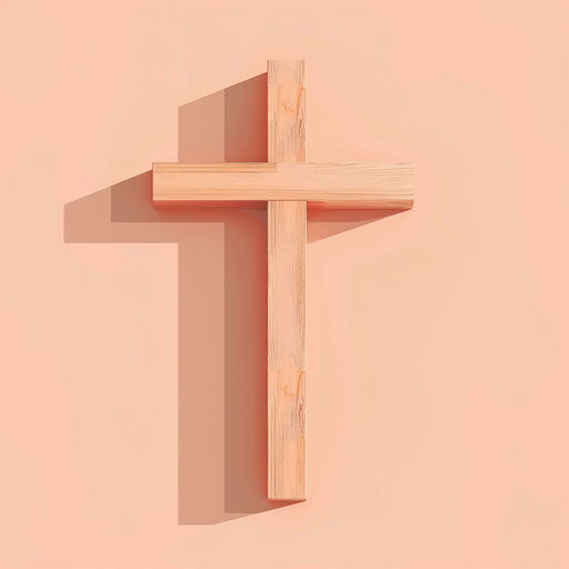 Realistic style cross clipart on pastel peach background