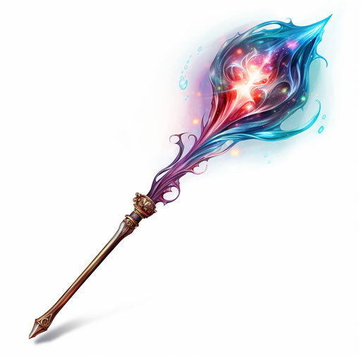 Magic wand in Chiaroscuro Art style, on white background
