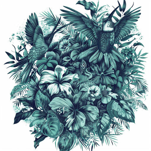 Mayan rainforest tattoo with detailed flora and fauna