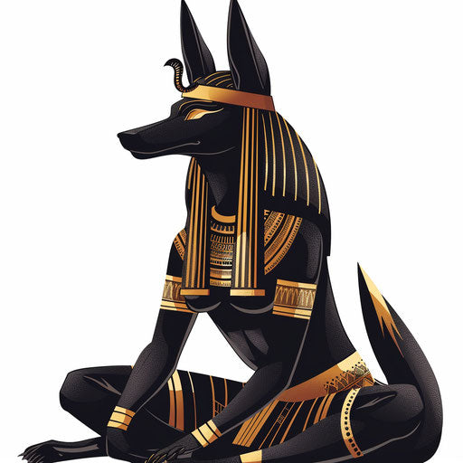Ancient Egyptian god Anubis in stylized tribal design