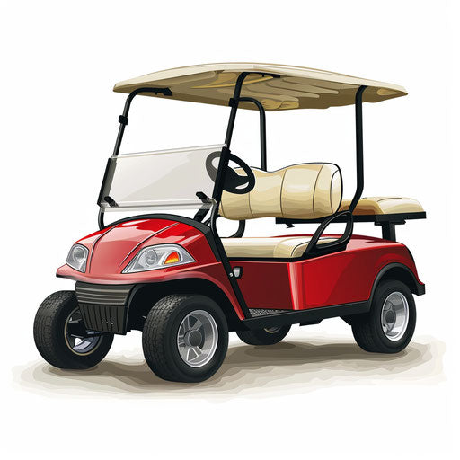 Realistic golf cart illustration on white background