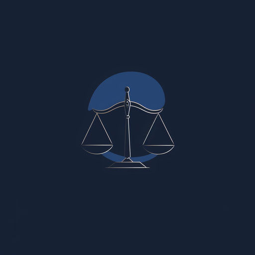 Professional lawyer logo with bold lines and dark blue background