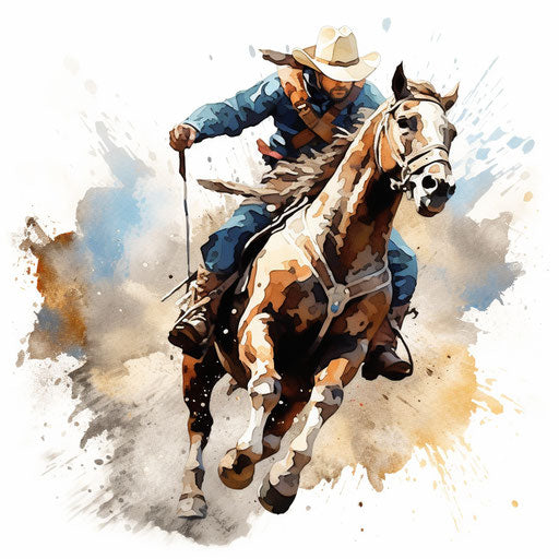 Impressionistic style rodeo illustration on white background