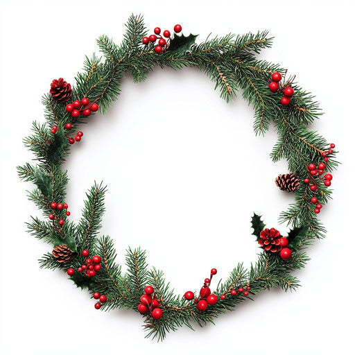 3D christmas garland on flat white background, isolated clipart