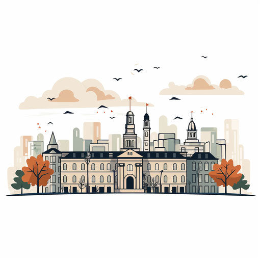 Minimalist university clipart on white background