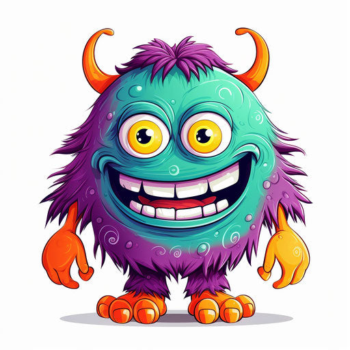 Minimalist monster clipart on white background
