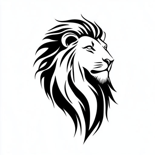 Minimalist black ink lion silhouette