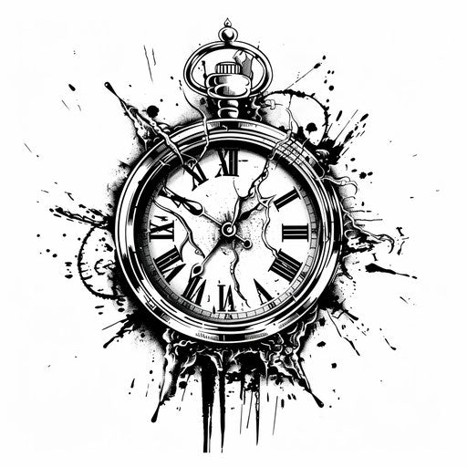 Vintage clock tattoo concept with Roman numerals