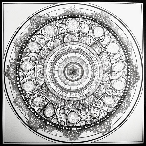 Detailed mandala with various nature themes