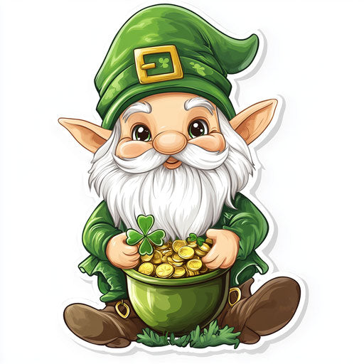 St. Patrick's Day gnome with a pot of gold