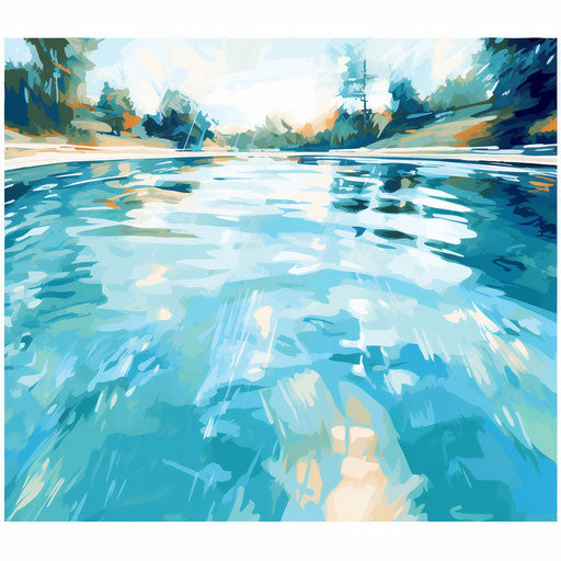 Pool illustration in the style of Impressionistic Art