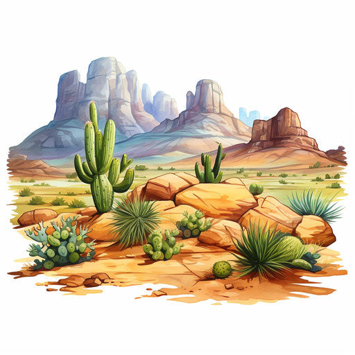 Desert clipart in the style of Oil painting