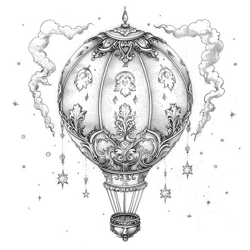 Ornate balloon with detailed patterns, Raqib Shaw style, Coloring