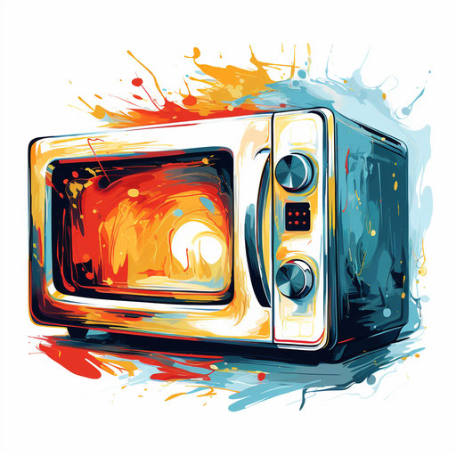 Microwave clipart in the style of Oil painting, on a white background