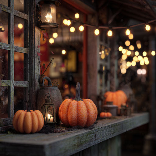 Festive and Mysterious Halloween Atmosphere with Pumpkins